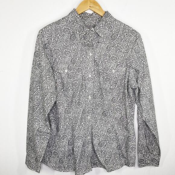 Roper Grey White Paisley Print  Button Up Shirt Mens Size L Rodeo Western Cowboy - Picture 1 of 6